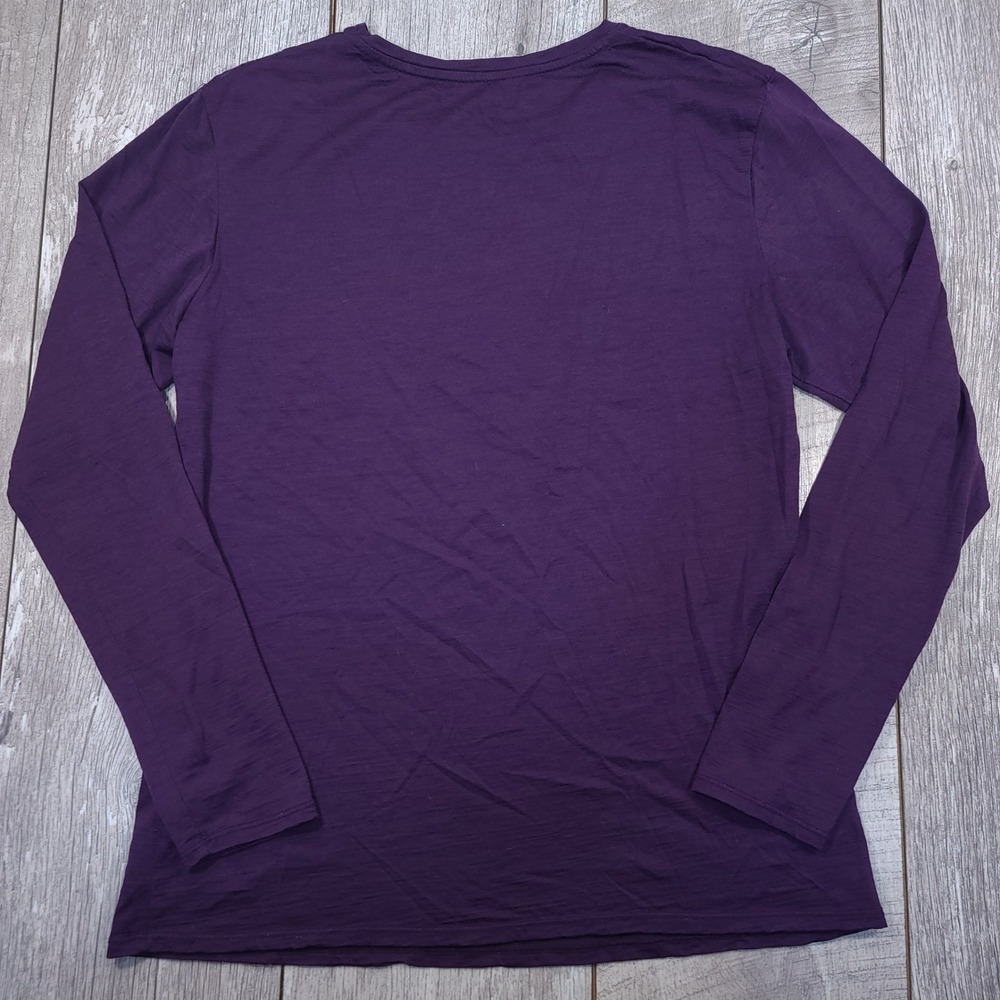 Segments Long Sleeve Top Women XL Purple 100% Merino Wool Crew Neck Base Layer - Picture 2 of 6